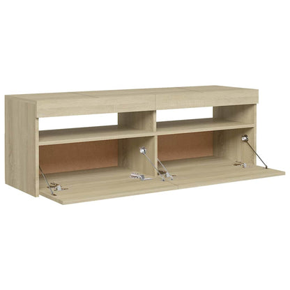 vidaXL Meuble TV avec lumières LED chêne Sonoma 120x35x40 cm
