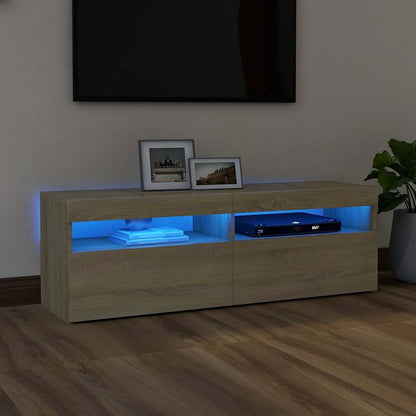 vidaXL Meuble TV avec lumières LED chêne Sonoma 120x35x40 cm