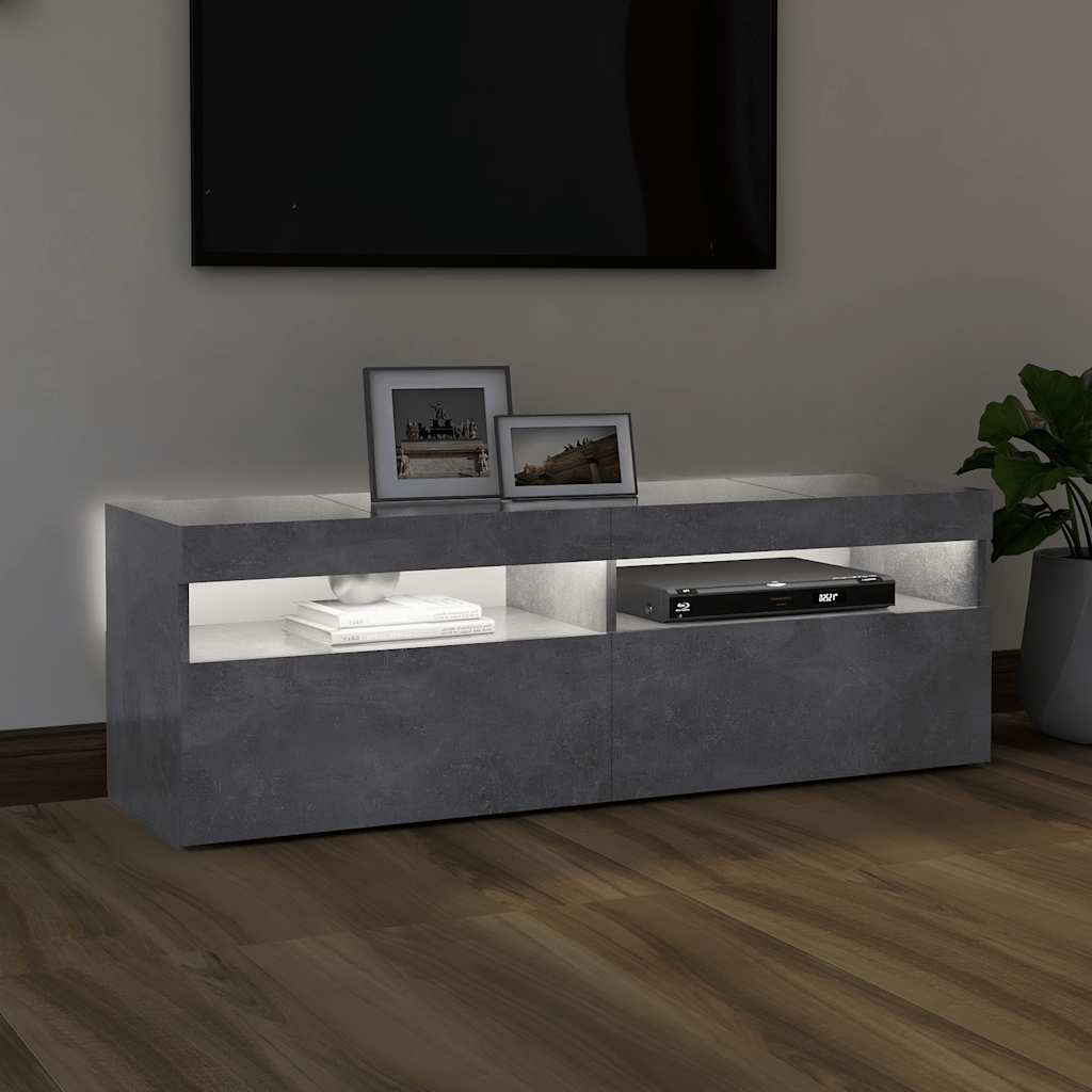 Meuble TV vidaXL avec éclairage LED Gris béton 120x35x40 cm