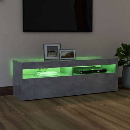 Meuble TV vidaXL avec éclairage LED Gris béton 120x35x40 cm