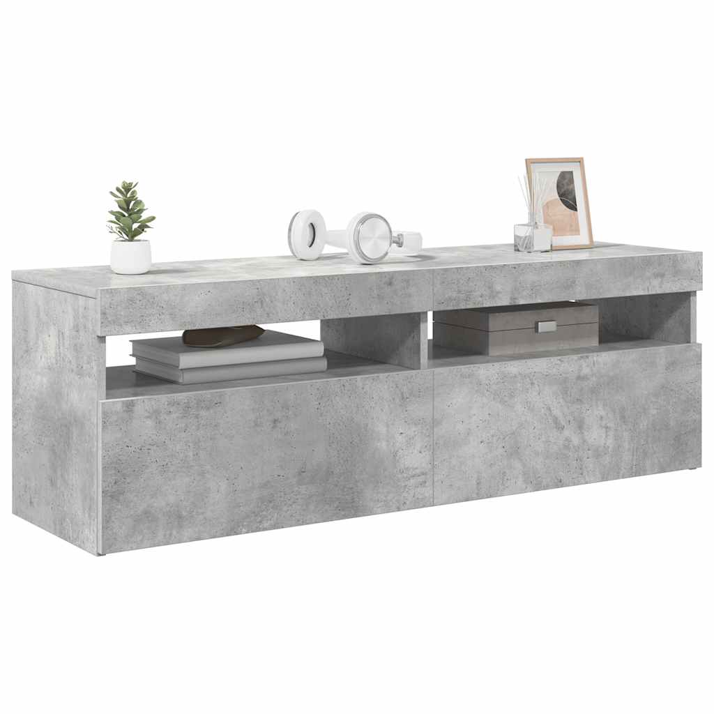 Meuble TV vidaXL avec éclairage LED Gris béton 120x35x40 cm
