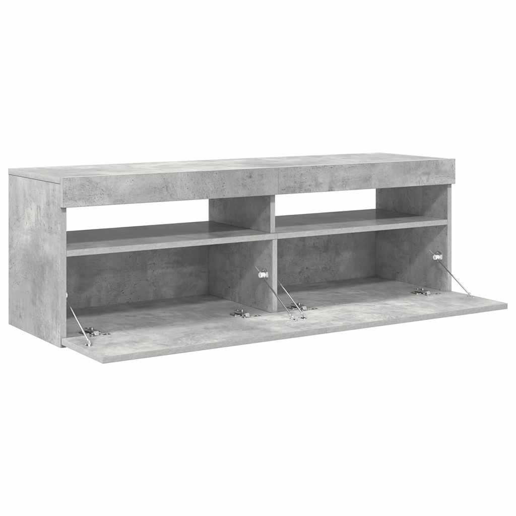 Meuble TV vidaXL avec éclairage LED Gris béton 120x35x40 cm
