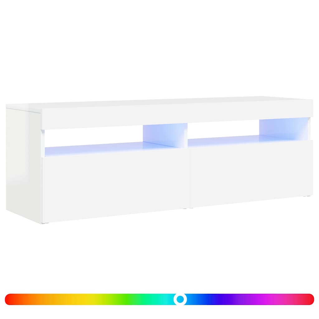 Meuble TV vidaXL avec lumières LED blanc brillant 120x35x40 cm
