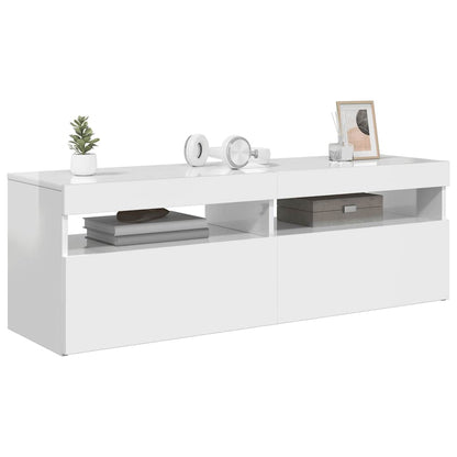 Meuble TV vidaXL avec lumières LED blanc brillant 120x35x40 cm