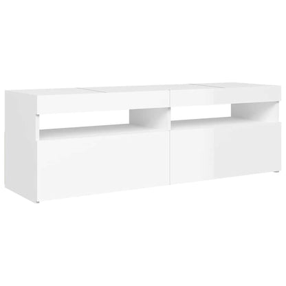 Meuble TV vidaXL avec lumières LED blanc brillant 120x35x40 cm