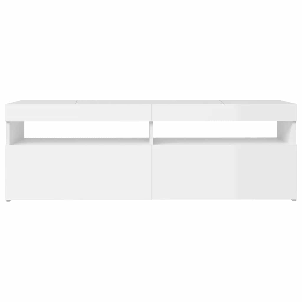 Meuble TV vidaXL avec lumières LED blanc brillant 120x35x40 cm