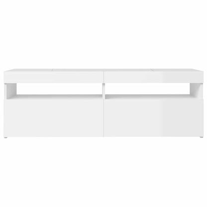 Meuble TV vidaXL avec lumières LED blanc brillant 120x35x40 cm