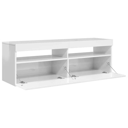 Meuble TV vidaXL avec lumières LED blanc brillant 120x35x40 cm