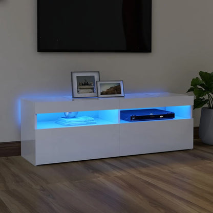 Meuble TV vidaXL avec lumières LED blanc brillant 120x35x40 cm