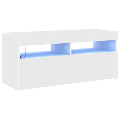vidaXL TV-Schrank mit LED-Leuchten Weiß 90x35x40 cm