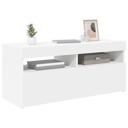 vidaXL TV-Schrank mit LED-Leuchten Weiß 90x35x40 cm