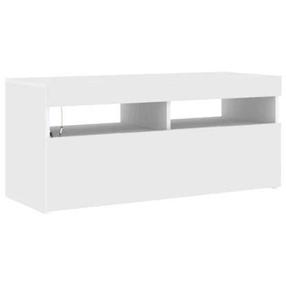 vidaXL TV-Schrank mit LED-Leuchten Weiß 90x35x40 cm