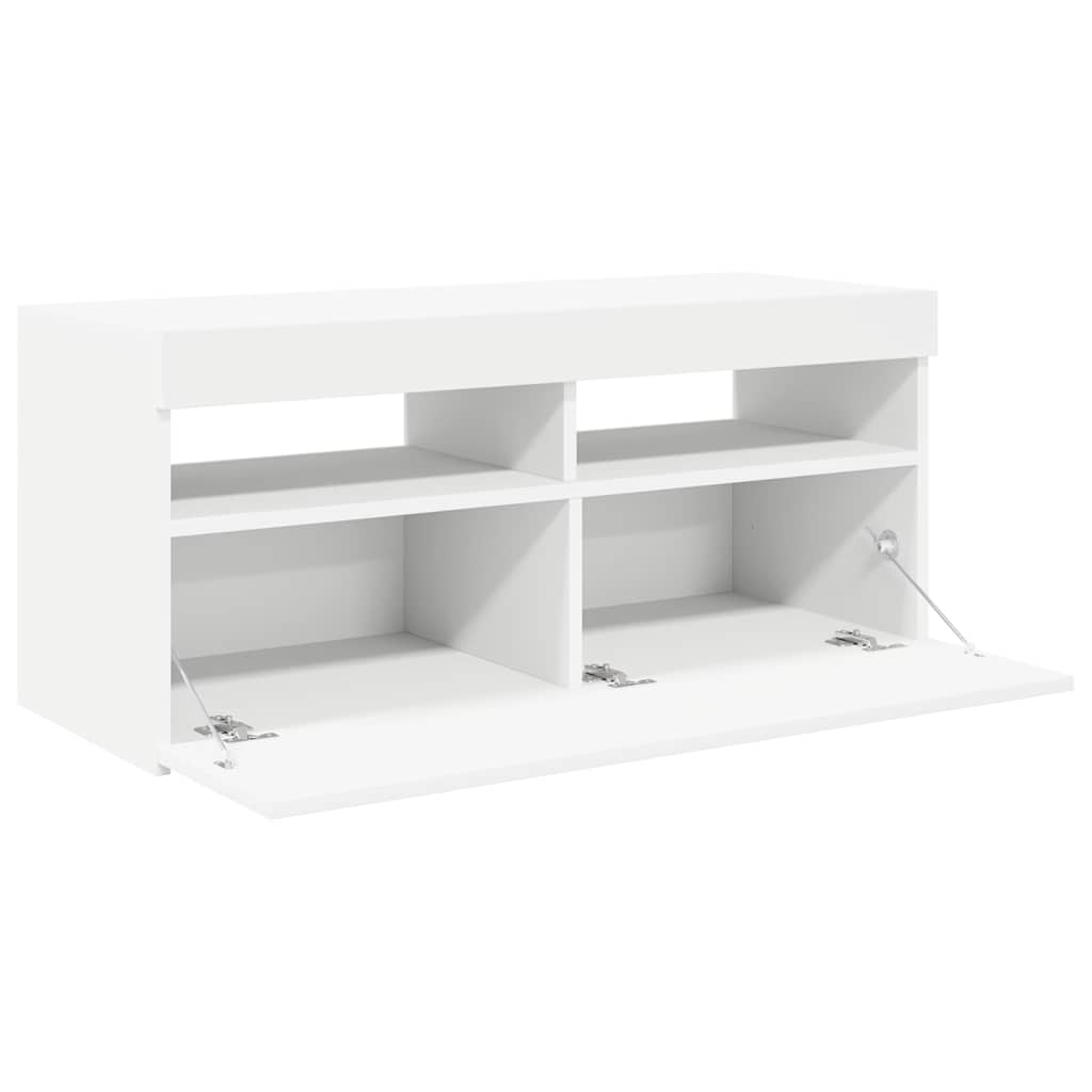 vidaXL TV-Schrank mit LED-Leuchten Weiß 90x35x40 cm