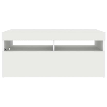 vidaXL TV-Schrank mit LED-Leuchten Weiß 90x35x40 cm