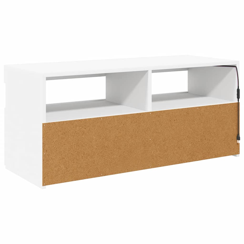 vidaXL TV-Schrank mit LED-Leuchten Weiß 90x35x40 cm