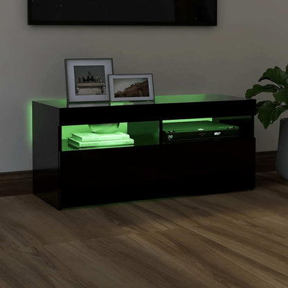 Meuble TV vidaXL avec lumières LED noir 90x35x40 cm