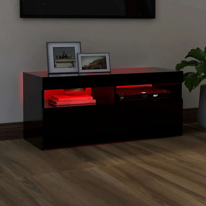 Meuble TV vidaXL avec lumières LED noir 90x35x40 cm