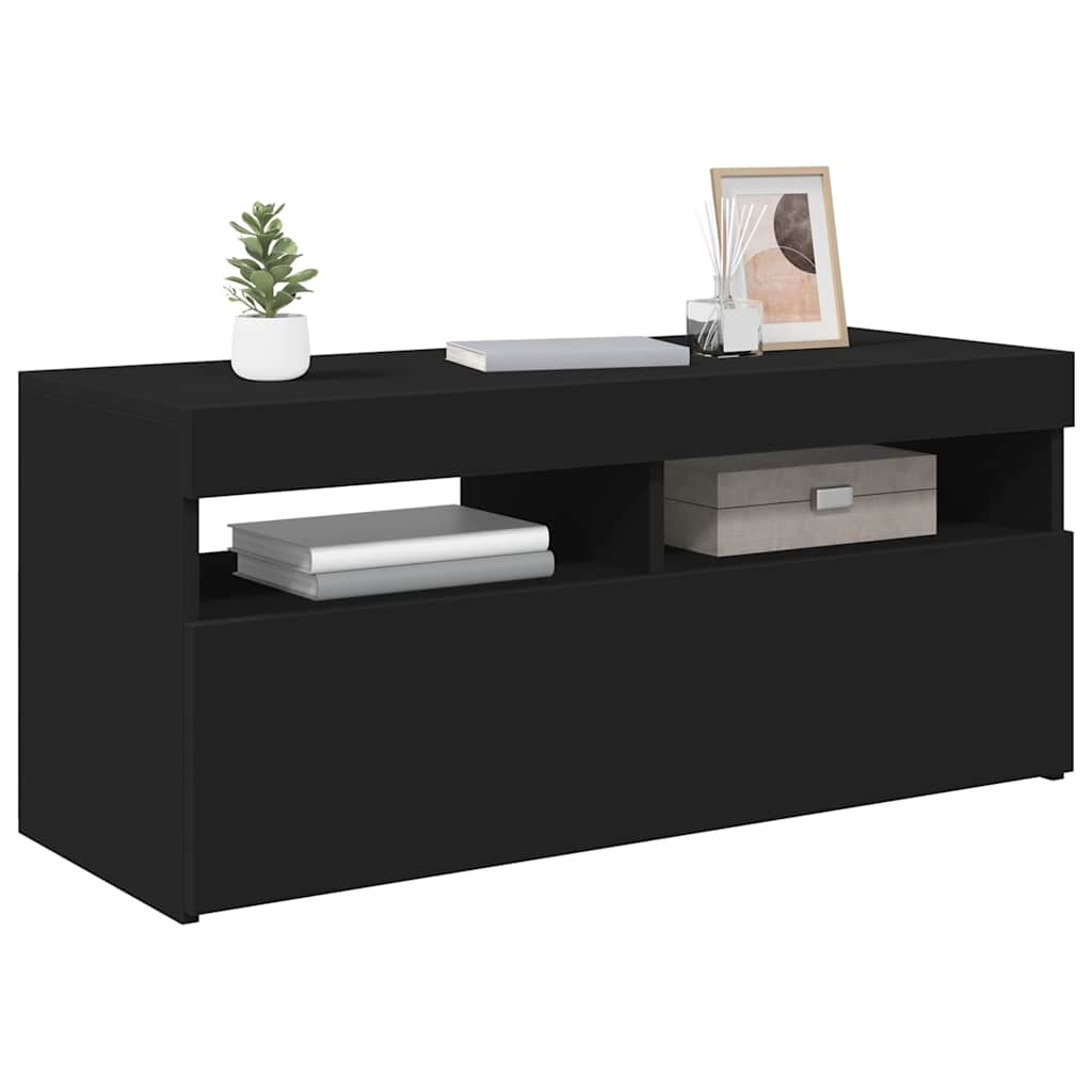 Meuble TV vidaXL avec lumières LED noir 90x35x40 cm