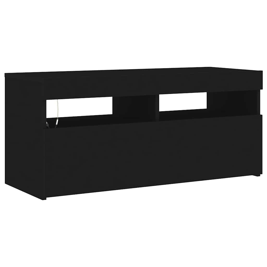 Meuble TV vidaXL avec lumières LED noir 90x35x40 cm