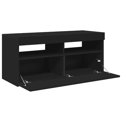 Meuble TV vidaXL avec lumières LED noir 90x35x40 cm