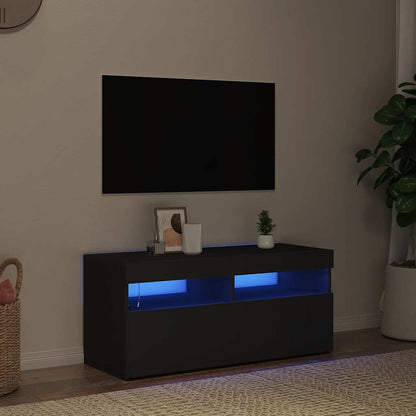 Meuble TV vidaXL avec lumières LED noir 90x35x40 cm