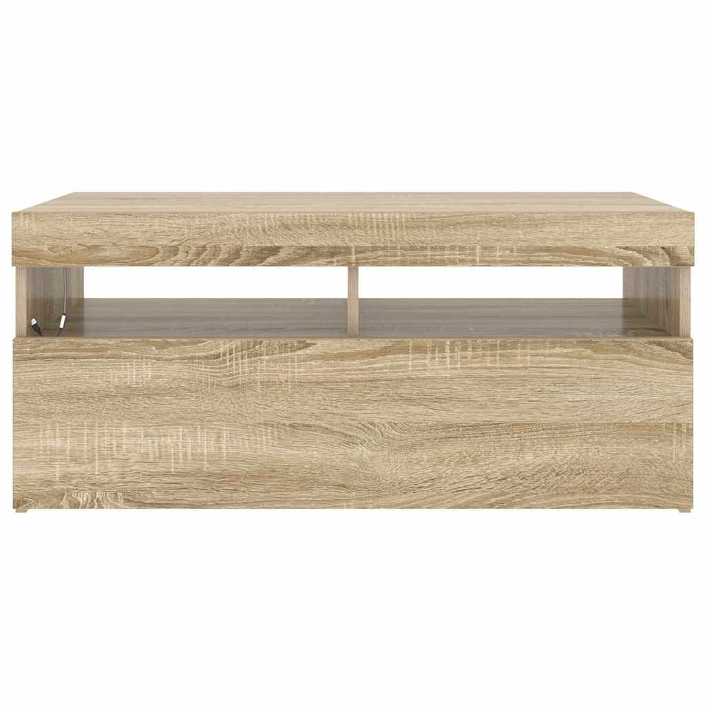 Meuble TV vidaXL avec lumières LED chêne Sonoma 90x35x40 cm