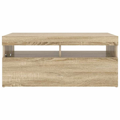 Meuble TV vidaXL avec lumières LED chêne Sonoma 90x35x40 cm