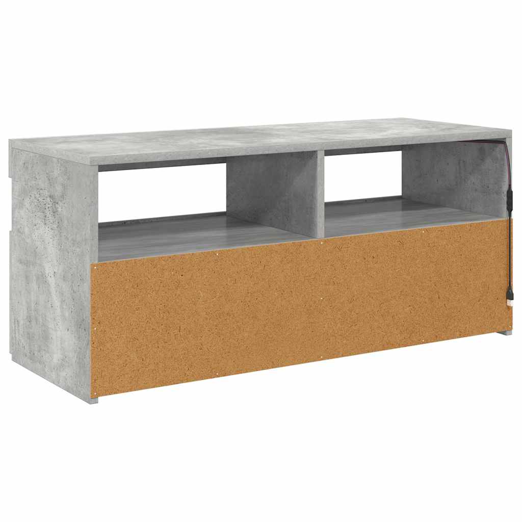 Meuble TV vidaXL avec lumières LED gris béton 90x35x40 cm