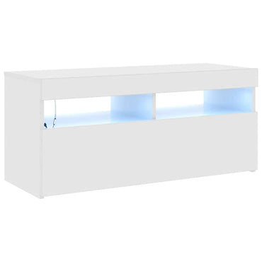 Meuble TV vidaXL avec lumières LED blanc brillant 90x35x40 cm