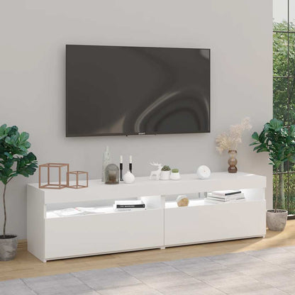 vidaXL TV-Schränke 2 Stk. mit LED-Leuchten Weiß 75x35x40 cm
