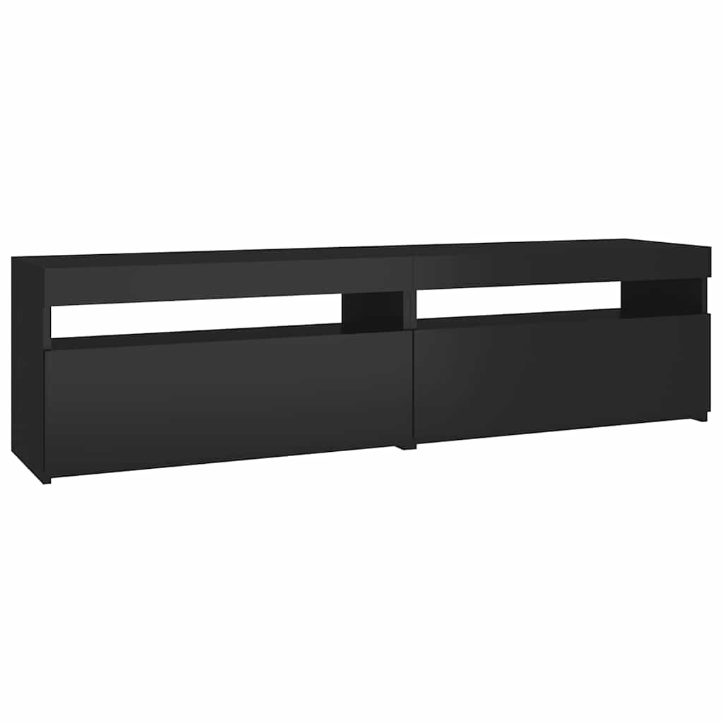 vidaXL TV-Schränke 2 Stk. mit LED-Leuchten Schwarz 75x35x40 cm