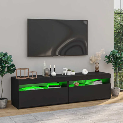vidaXL TV-Schränke 2 Stk. mit LED-Leuchten Schwarz 75x35x40 cm