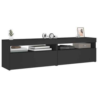 vidaXL TV-Schränke 2 Stk. mit LED-Leuchten Schwarz 75x35x40 cm