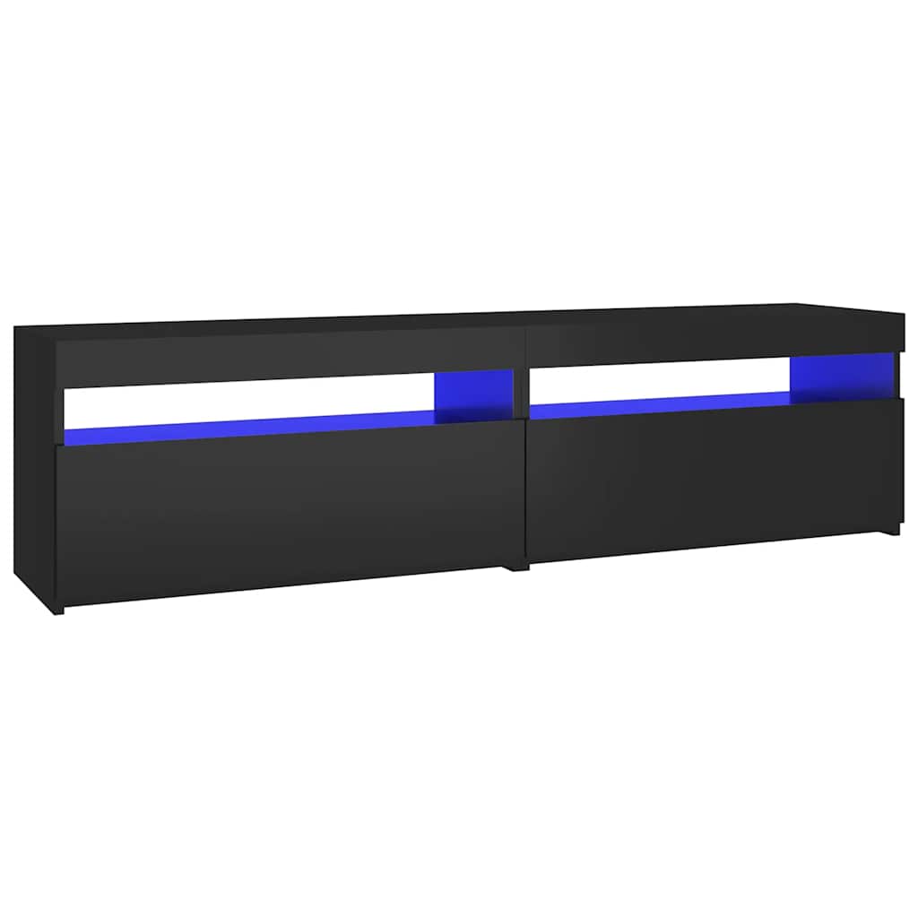 vidaXL TV-Schränke 2 Stk. mit LED-Leuchten Schwarz 75x35x40 cm