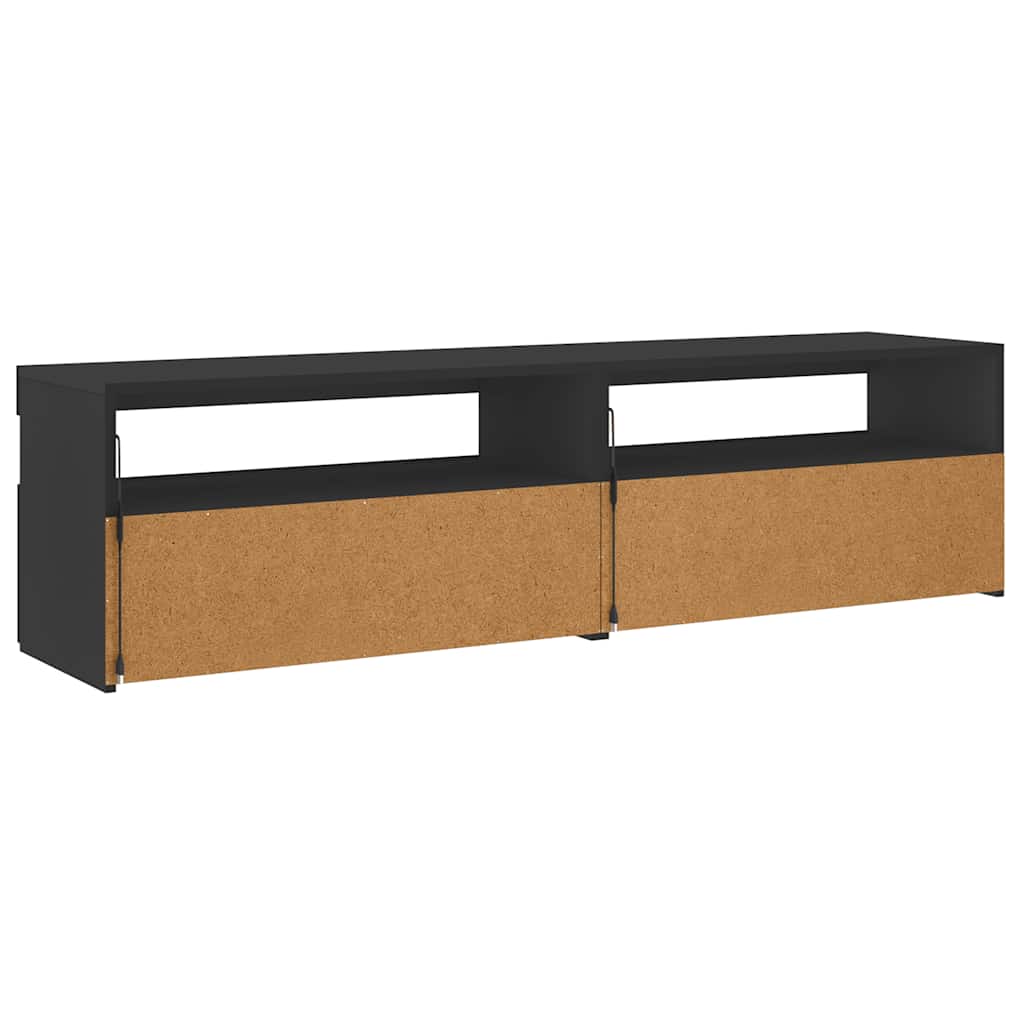 vidaXL TV-Schränke 2 Stk. mit LED-Leuchten Schwarz 75x35x40 cm