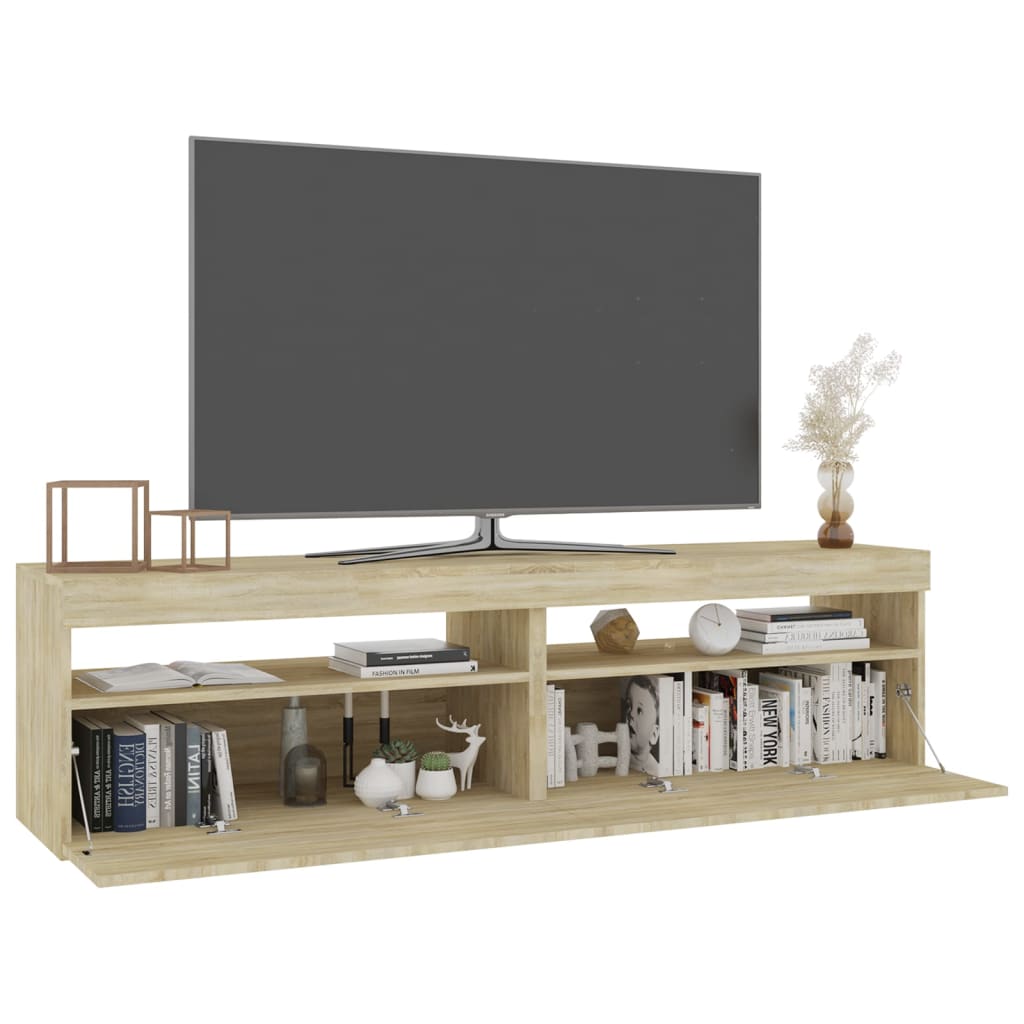 vidaXL TV-Schränke 2 Stk. mit LED-Leuchten Sonoma-Eiche 75x35x40 cm