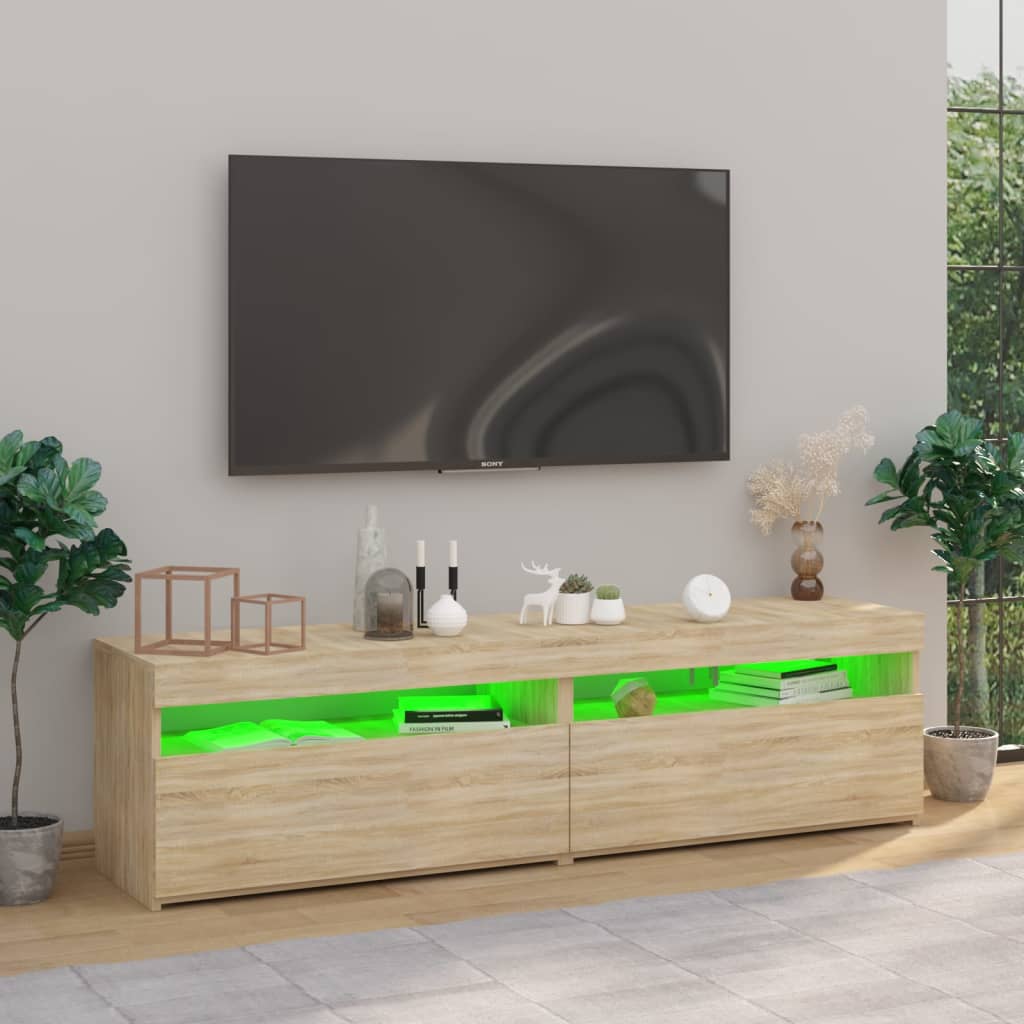 vidaXL TV-Schränke 2 Stk. mit LED-Leuchten Sonoma-Eiche 75x35x40 cm