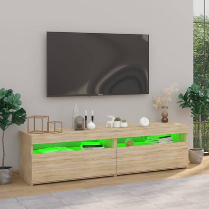 vidaXL TV-Schränke 2 Stk. mit LED-Leuchten Sonoma-Eiche 75x35x40 cm