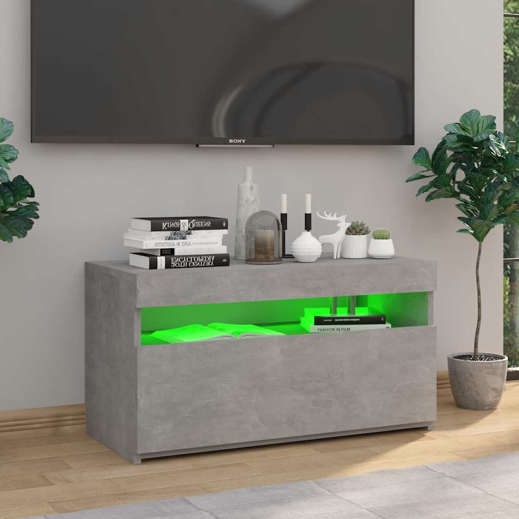 Meuble TV vidaXL avec lumières LED gris béton 75x35x40 cm