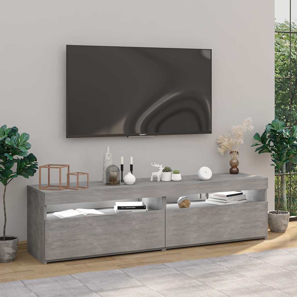 vidaXL Meubles TV 2 pcs avec lumières LED Gris béton 75x35x40 cm