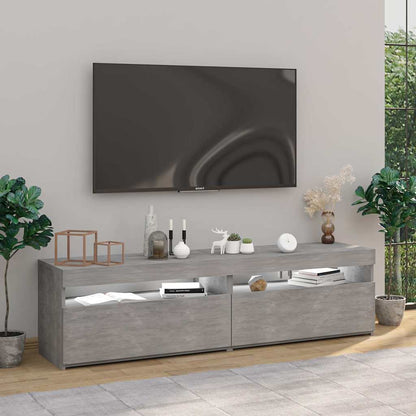 vidaXL Meubles TV 2 pcs avec lumières LED Gris béton 75x35x40 cm