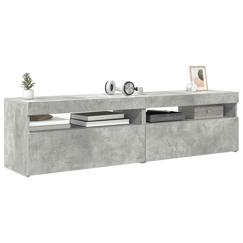 vidaXL Meubles TV 2 pcs avec lumières LED Gris béton 75x35x40 cm