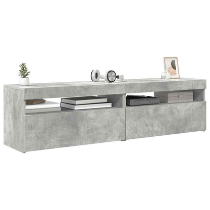 vidaXL Meubles TV 2 pcs avec lumières LED Gris béton 75x35x40 cm