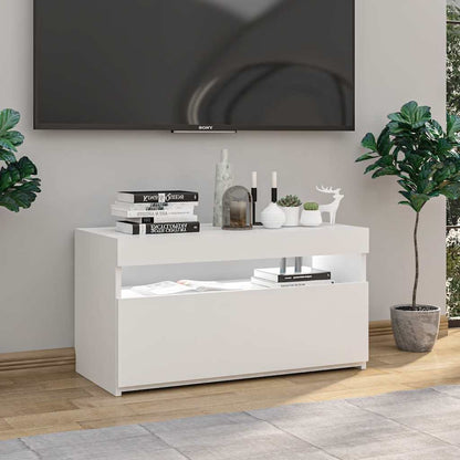 Meuble TV vidaXL avec lumières LED Blanc brillant 75x35x40 cm
