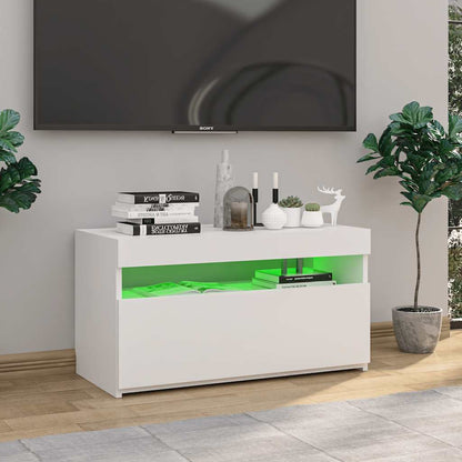 Meuble TV vidaXL avec lumières LED Blanc brillant 75x35x40 cm