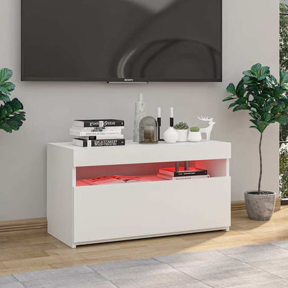 Meuble TV vidaXL avec lumières LED Blanc brillant 75x35x40 cm
