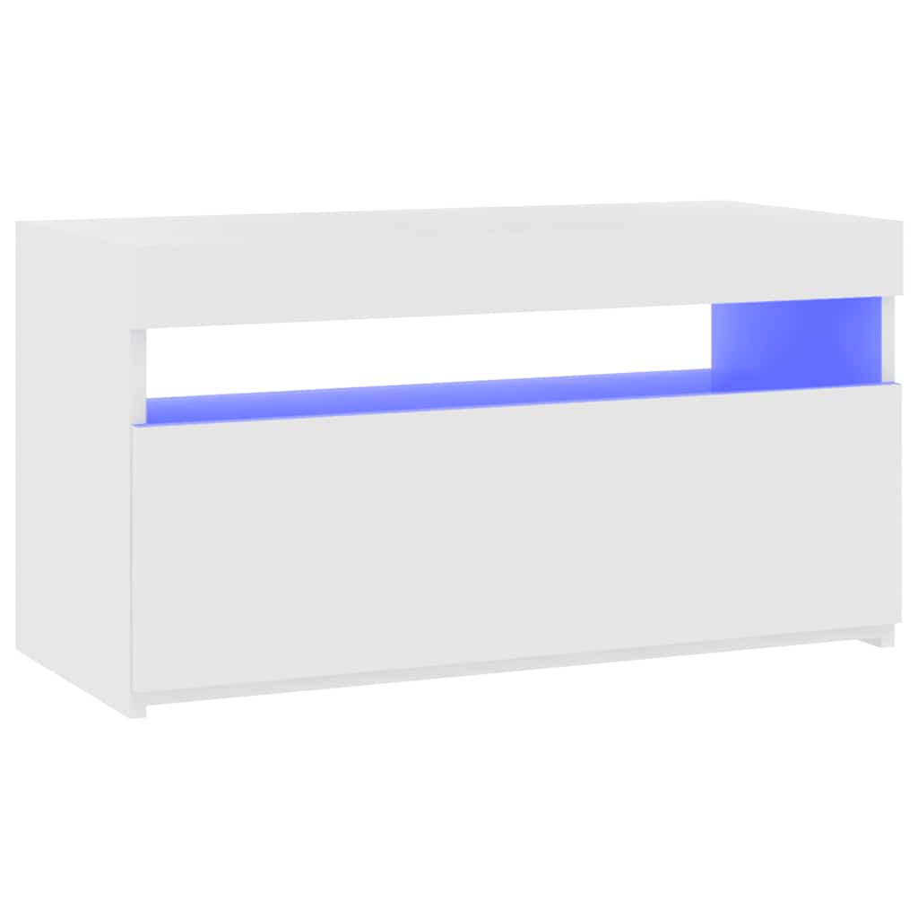 Meuble TV vidaXL avec lumières LED Blanc brillant 75x35x40 cm