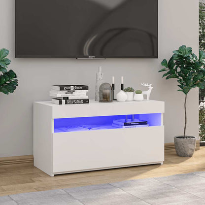 Meuble TV vidaXL avec lumières LED Blanc brillant 75x35x40 cm