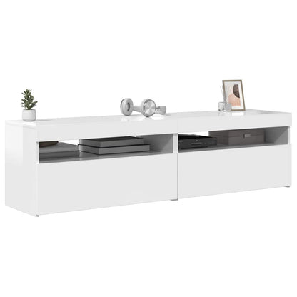 Meubles TV vidaXL 2 pcs avec lumières LED Blanc brillant 75x35x40 cm