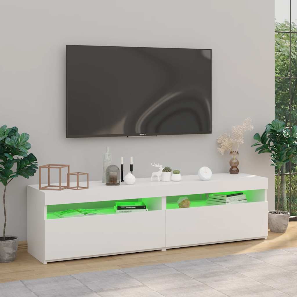 Meubles TV vidaXL 2 pcs avec lumières LED Blanc brillant 75x35x40 cm